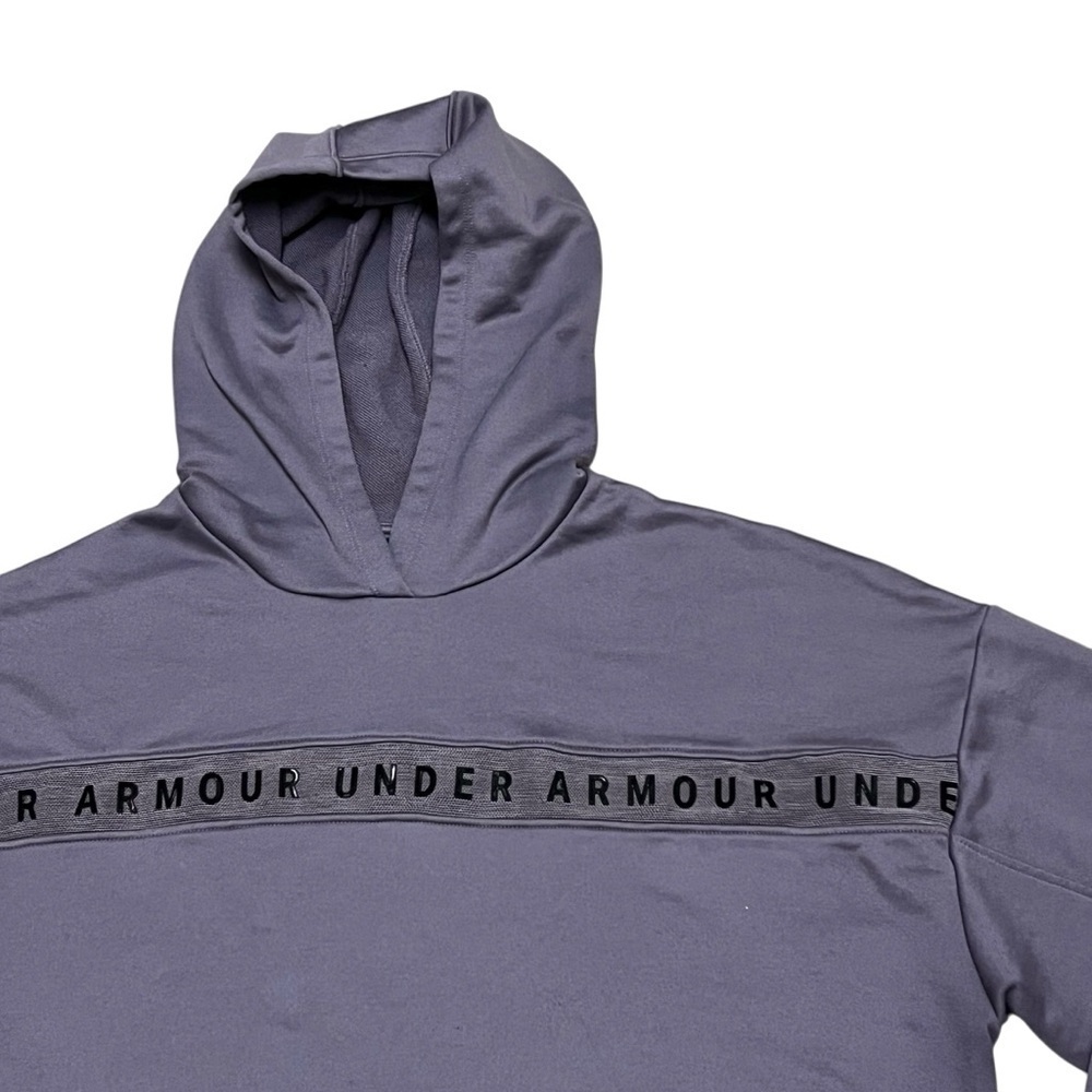 Under Armour Women Terry Crop Long Sleeve Hoodie L Purple Gray Casual Athleisure - Picture 4 of 11